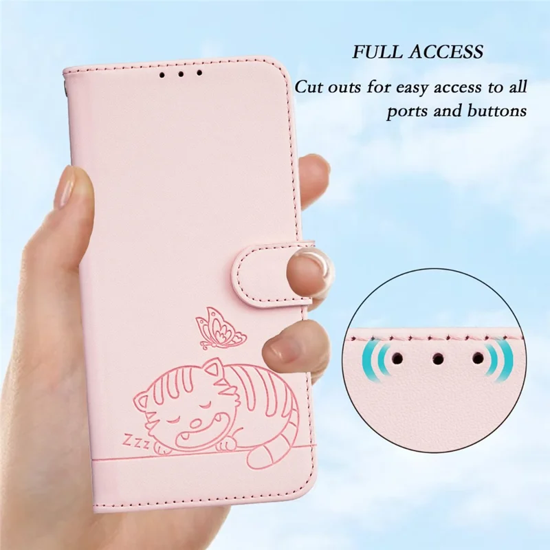 Coque pour iPhone 17 Pro Max avec portefeuille, blocage RFID, support, motif imprimé de chat, housse en cuir à rabat avec dragonne - Rose