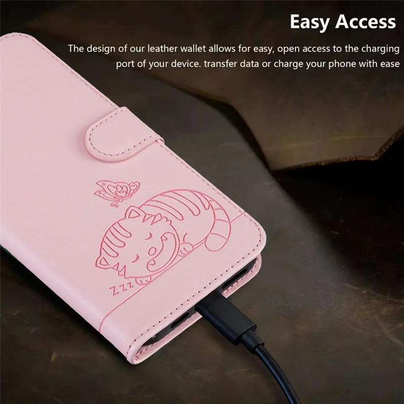 Coque pour iPhone 17 Pro Max avec portefeuille, blocage RFID, support, motif imprimé de chat, housse en cuir à rabat avec dragonne - Rose