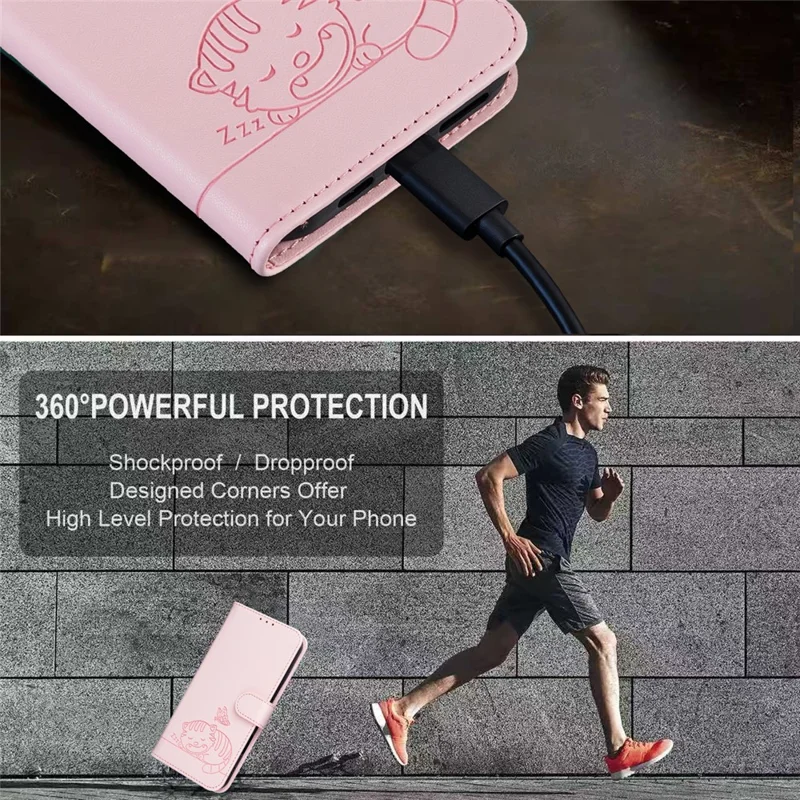 Coque pour iPhone 17 Pro Max avec portefeuille, blocage RFID, support, motif imprimé de chat, housse en cuir à rabat avec dragonne - Rose