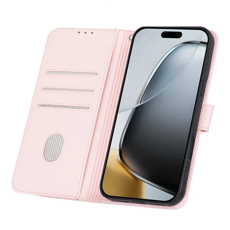 Coque pour iPhone 17 Pro Max avec portefeuille, blocage RFID, support, motif imprimé de chat, housse en cuir à rabat avec dragonne - Rose