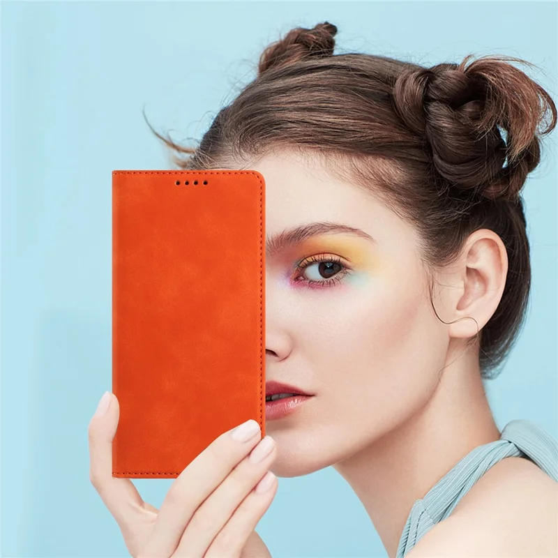 HX til iPhone 17 Pro Max Case RFID-blokerende wallet stående læderflip telefonbeskytning - Orange