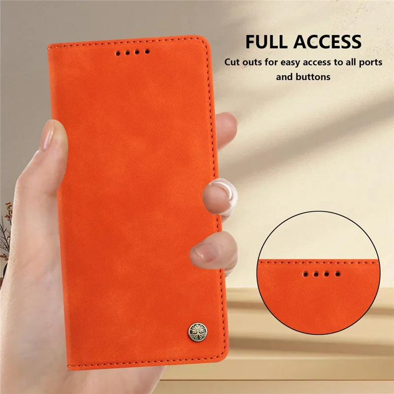 HX til iPhone 17 Pro Max Case RFID-blokerende wallet stående læderflip telefonbeskytning - Orange