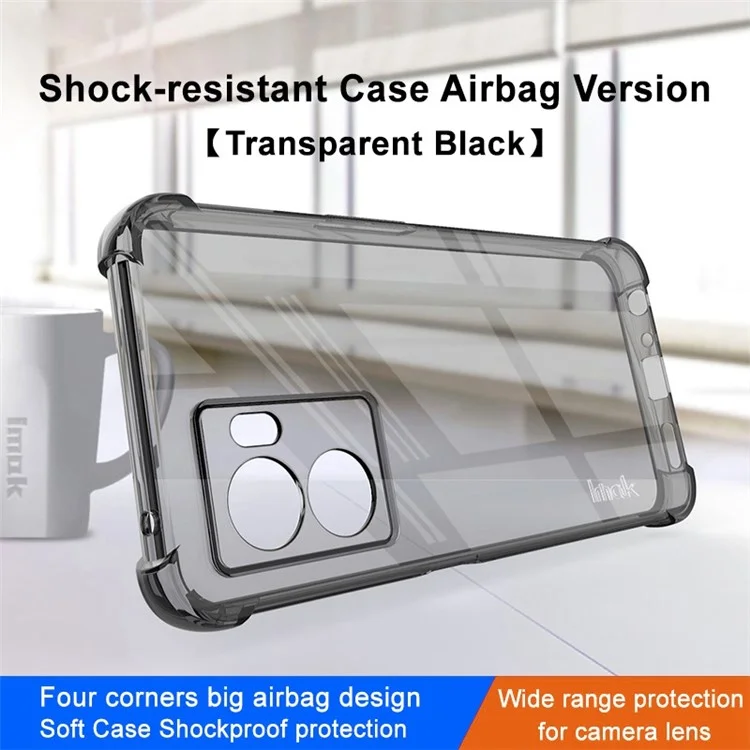 Imak Pour Oppo K10 5G / A77 5G / A57 (2022) 5G Soft TPU Clear Téléphone Case Four Couverture de Protection du Pare-chocs D'angle à L'épreuve Des Chocs - Noir Transparent