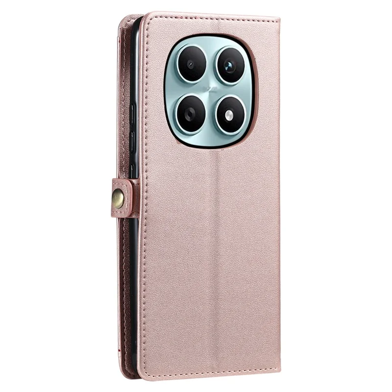 For Xiaomi Redmi Note 15 4G (Global) Leather Case with Wrist Strap Wallet Stand Phone Cover - Rose Gold