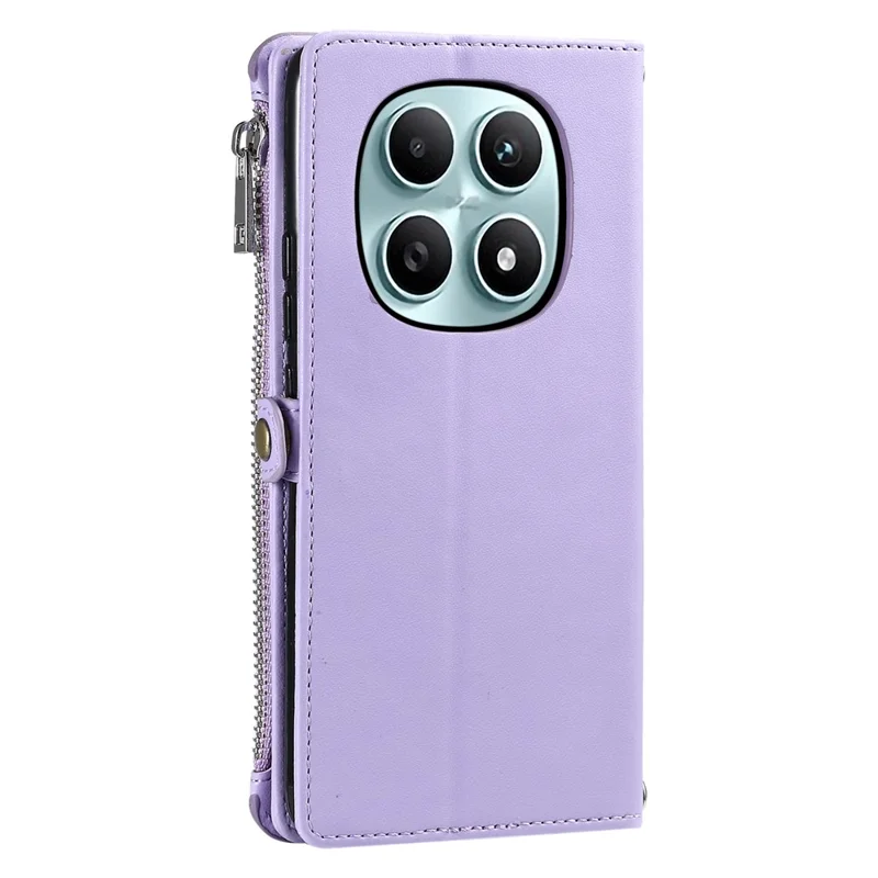 For Xiaomi Redmi Note 15 4G (Global) Case TPU + PU Leather Wallet Phone Cover with Wrist Strap - Purple