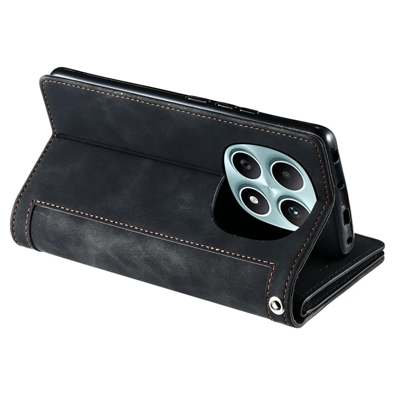 For Xiaomi Redmi Note 15 4G (Global) Case 9 Card Slots Zipper Wallet PU Leather Phone Cover with Wrist Strap - Black