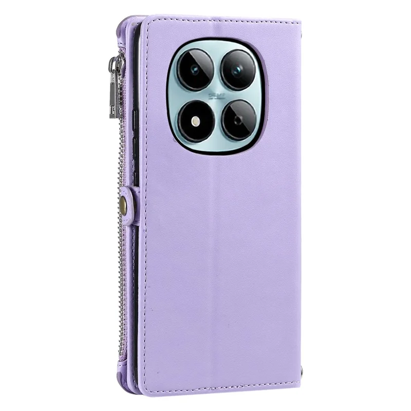 For Xiaomi Redmi Note 15 Pro 4G (Global) Case TPU + PU Leather Wallet Phone Cover with Wrist Strap - Purple
