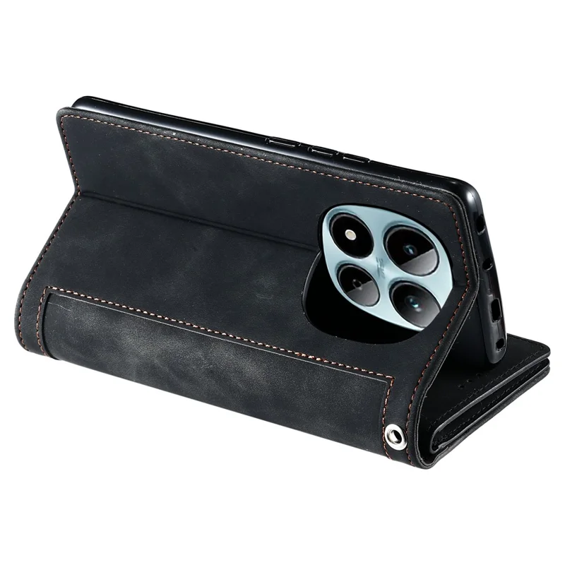 For Xiaomi Redmi Note 15 Pro 4G (Global) Case 9 Card Slots Zipper Wallet PU Leather Phone Cover with Wrist Strap - Black