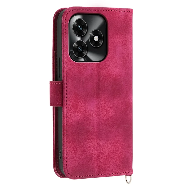 Wallet Case For Honor X5c Plus 4G  /  X5c 4G  /  Play10A 4G Flower Pattern PU Leather Phone Cover with Strap - Wine Red