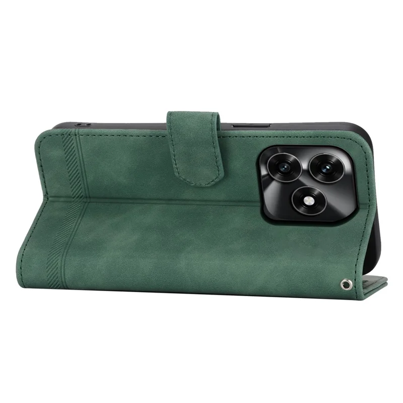 DIERFENG DF-03 Leather Case For Honor X5c Plus 4G  /  X5c 4G  /  Play10A 4G Lines Imprint Wallet Phone Cover with Wrist Strap - Green