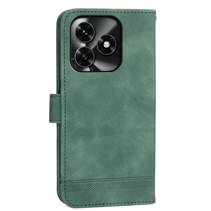 DIERFENG DF-03 Leather Case For Honor X5c Plus 4G  /  X5c 4G  /  Play10A 4G Lines Imprint Wallet Phone Cover with Wrist Strap - Green