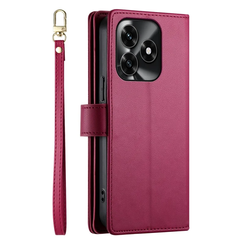 Leather Case For Honor X5c Plus 4G  /  X5c 4G  /  Play10A 4G Zipper Pocket Wallet Phone Cover with Straps - Red