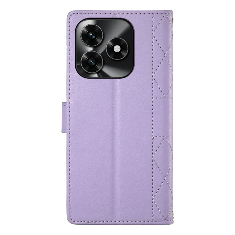 Wallet Case For Honor X5c Plus 4G  /  X5c 4G  /  Play10A 4G Rhombus Stitching Stand Leather Phone Cover with Long  /  Short Strap - Purple
