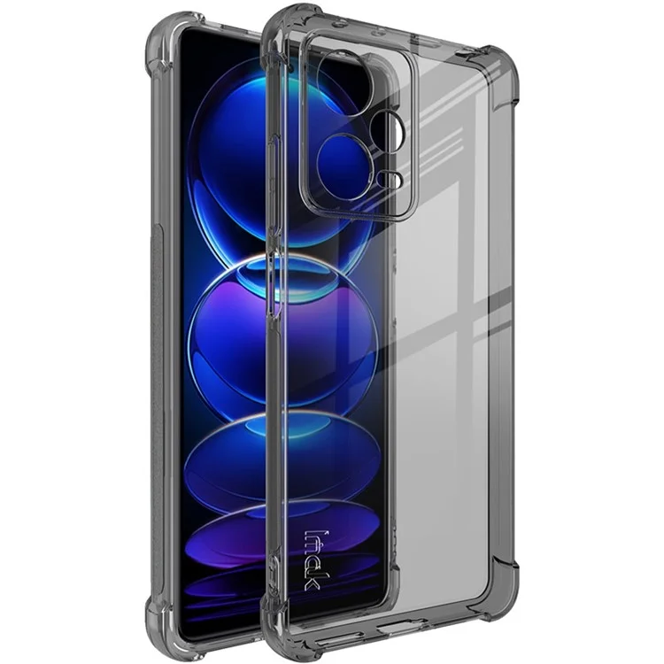 IMAK pour Xiaomi Redmi Note 12 Pro+ 5G / Note 12 Explorer 5G / Note 12 Trendy Edition Coque de protection antichoc avec airbags aux coins renforcés en TPU Transparent - Noir transparent
