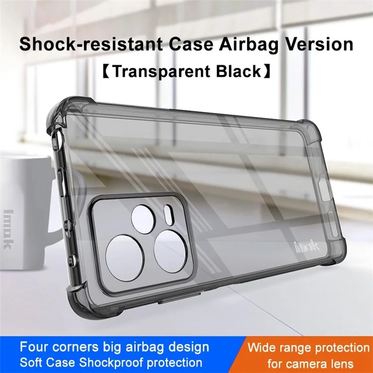 IMAK pour Xiaomi Redmi Note 12 Pro+ 5G / Note 12 Explorer 5G / Note 12 Trendy Edition Coque de protection antichoc avec airbags aux coins renforcés en TPU Transparent - Noir transparent