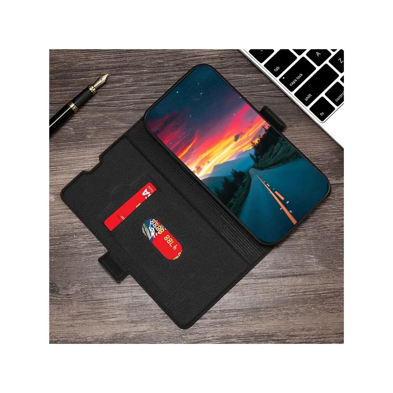 For Motorola Edge 70 5G Case Card Holder PU Leather Phone Cover - Black