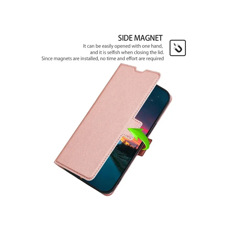 For Motorola Moto G06 4G Case Card Holder PU Leather Phone Cover - Rose Gold