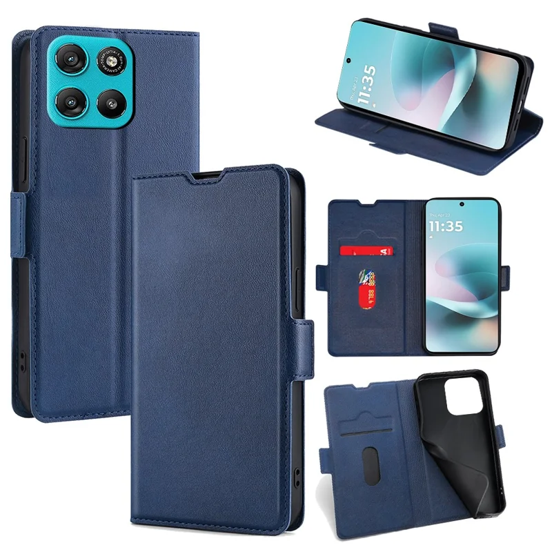 For Motorola Moto G67 Power 5G Case Card Holder PU Leather Phone Cover - Blue