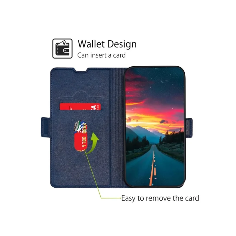 For Motorola Moto G67 Power 5G Case Card Holder PU Leather Phone Cover - Blue