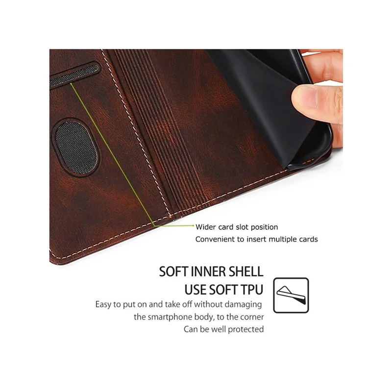For Motorola Moto G67 Power 5G Case Leather Wallet Phone Cover with Straw Hat Magnetic Clasp - Brown