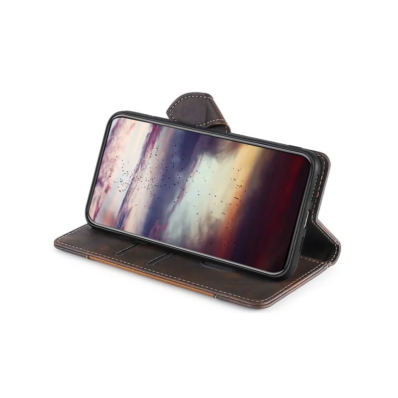 For Motorola Moto G06 4G Case Leather Wallet Phone Cover with Straw Hat Magnetic Clasp - Brown