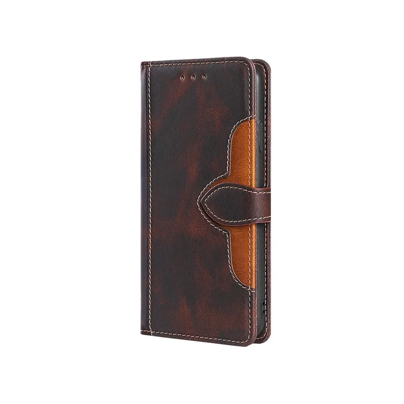 For Motorola Moto G06 4G Case Leather Wallet Phone Cover with Straw Hat Magnetic Clasp - Brown