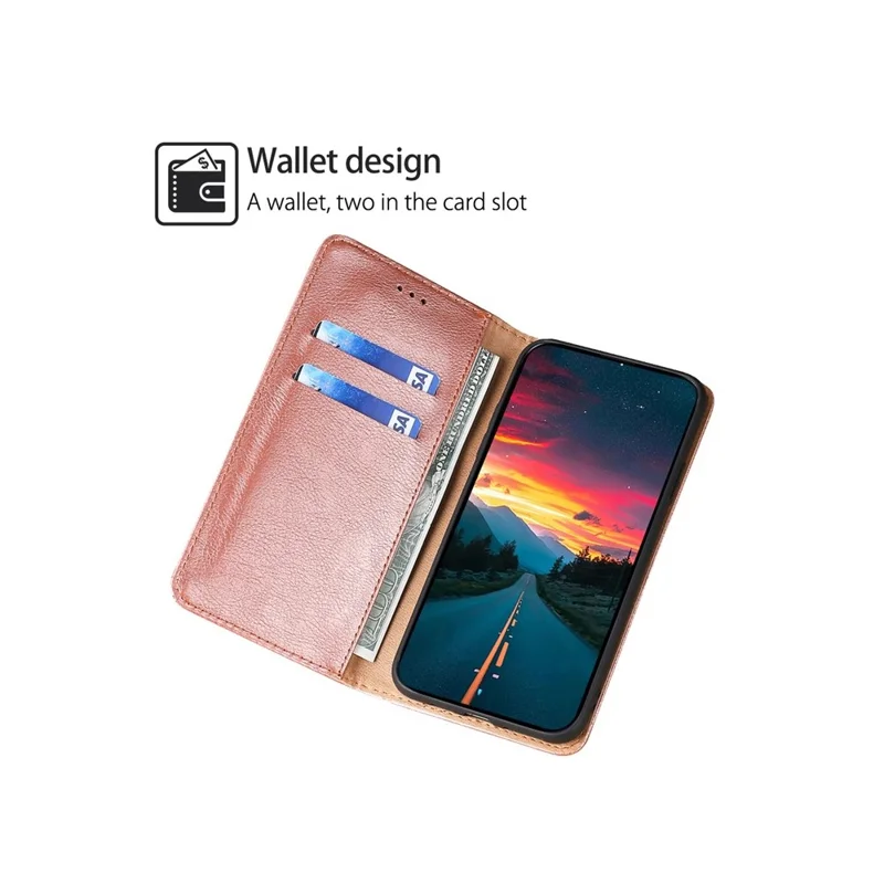 For Motorola Edge 70 5G Case Wallet PU Leather Magnetic Auto-Absorbed Phone Cover - Rose Gold