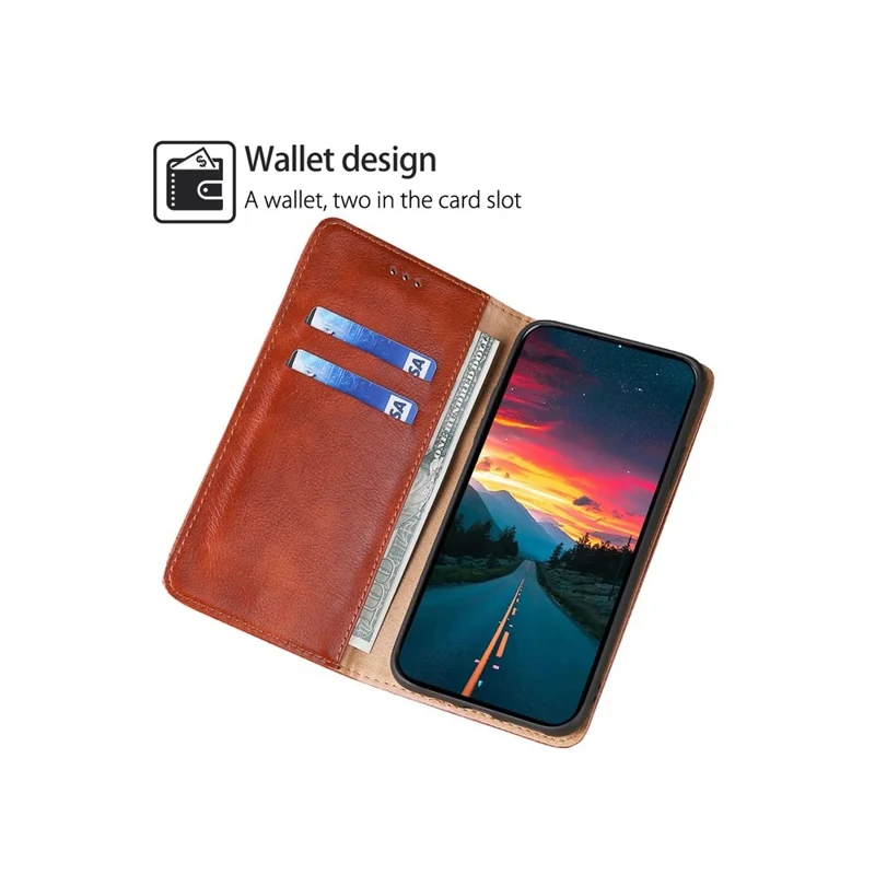 For Motorola Moto G06 4G Case Wallet PU Leather Magnetic Auto-Absorbed Phone Cover - Brown