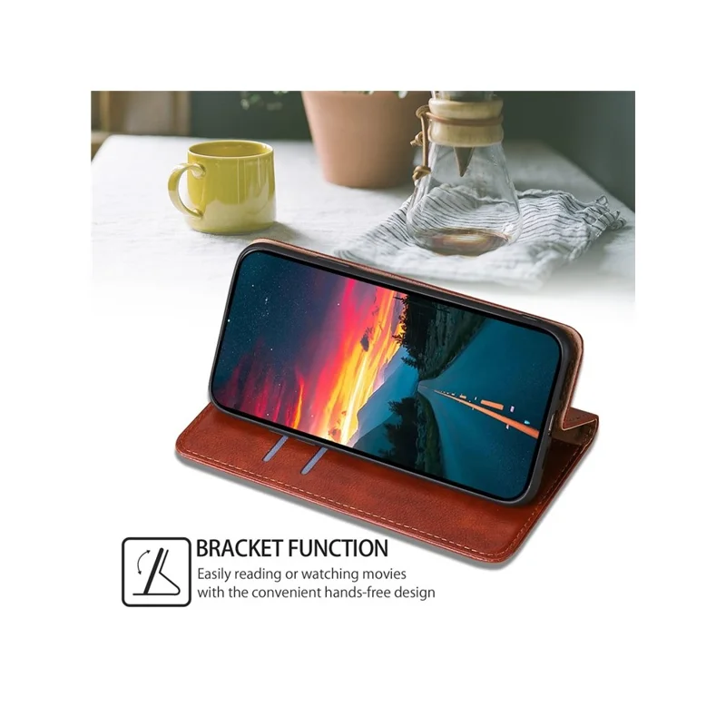 For Motorola Moto G06 4G Case Wallet PU Leather Magnetic Auto-Absorbed Phone Cover - Brown