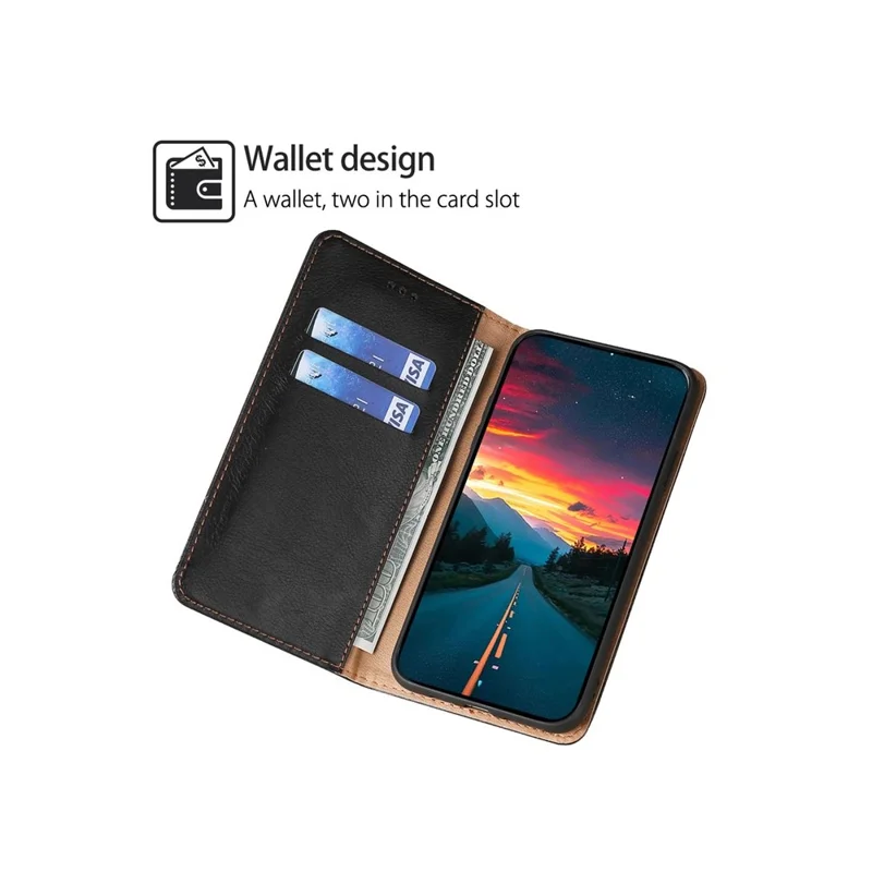 For Motorola Moto G67 Power 5G Case Wallet PU Leather Magnetic Auto-Absorbed Phone Cover - Black