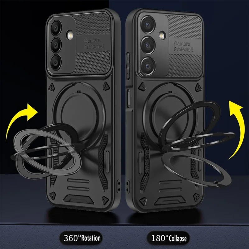 For Samsung Galaxy S26 Magnetic Case Shockproof TPU + PC Phone Back Cover with Kickstand - Black