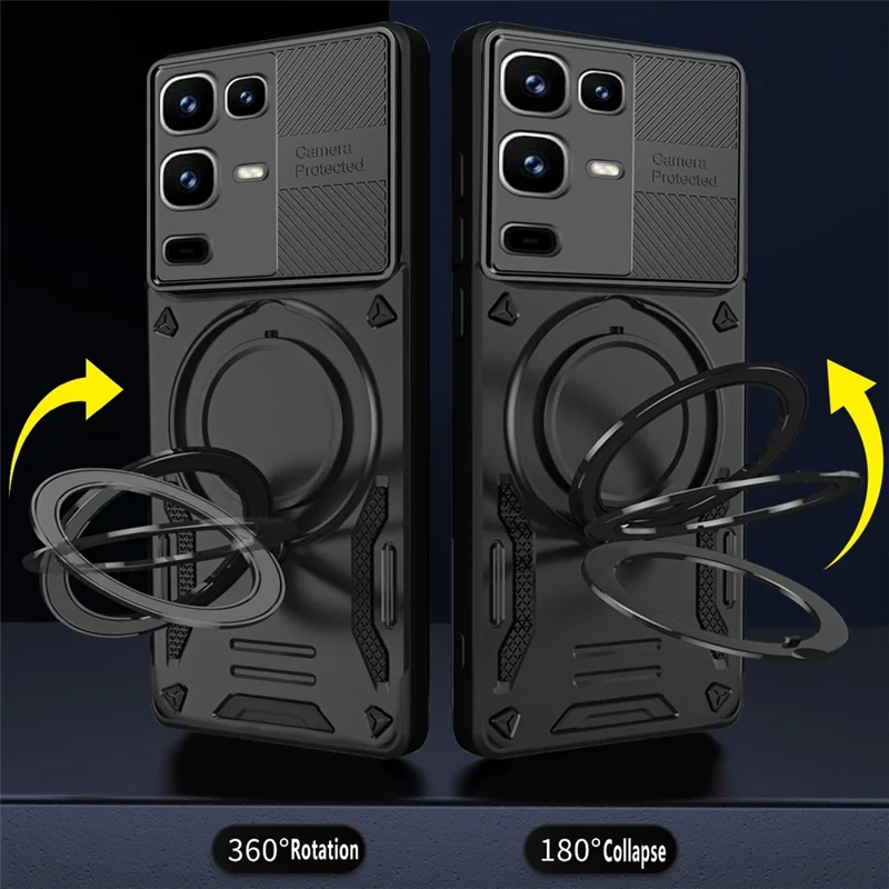 Magnetic Case For Infinix Note 50 4G  /  Note 50 Pro 4G Shockproof TPU + PC Phone Back Cover with Kickstand  - Black