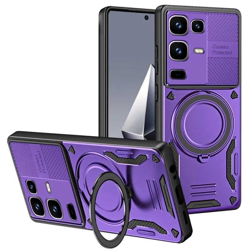 Magnetic Case For Infinix Note 50 4G  /  Note 50 Pro 4G Shockproof TPU + PC Phone Back Cover with Kickstand  - Dark Purple