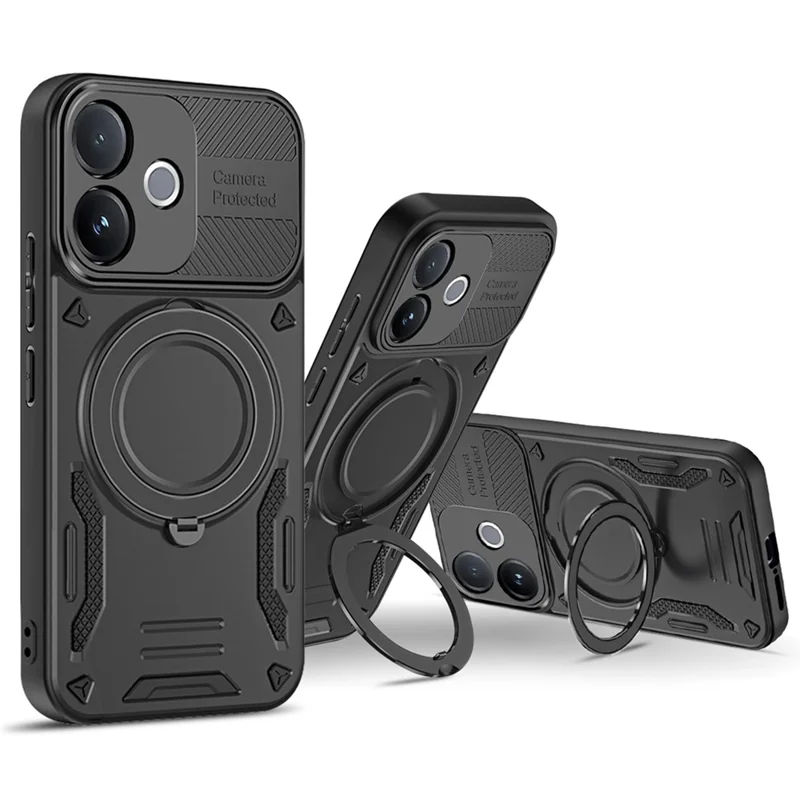 Magnetic Case For vivo V60 Lite 4G  /  V60 Lite 5G Shockproof TPU + PC Phone Back Cover with Kickstand - Black