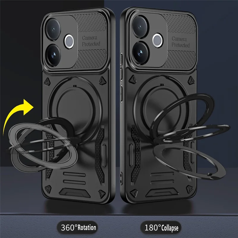 Magnetic Case For vivo V60 Lite 4G  /  V60 Lite 5G Shockproof TPU + PC Phone Back Cover with Kickstand - Black