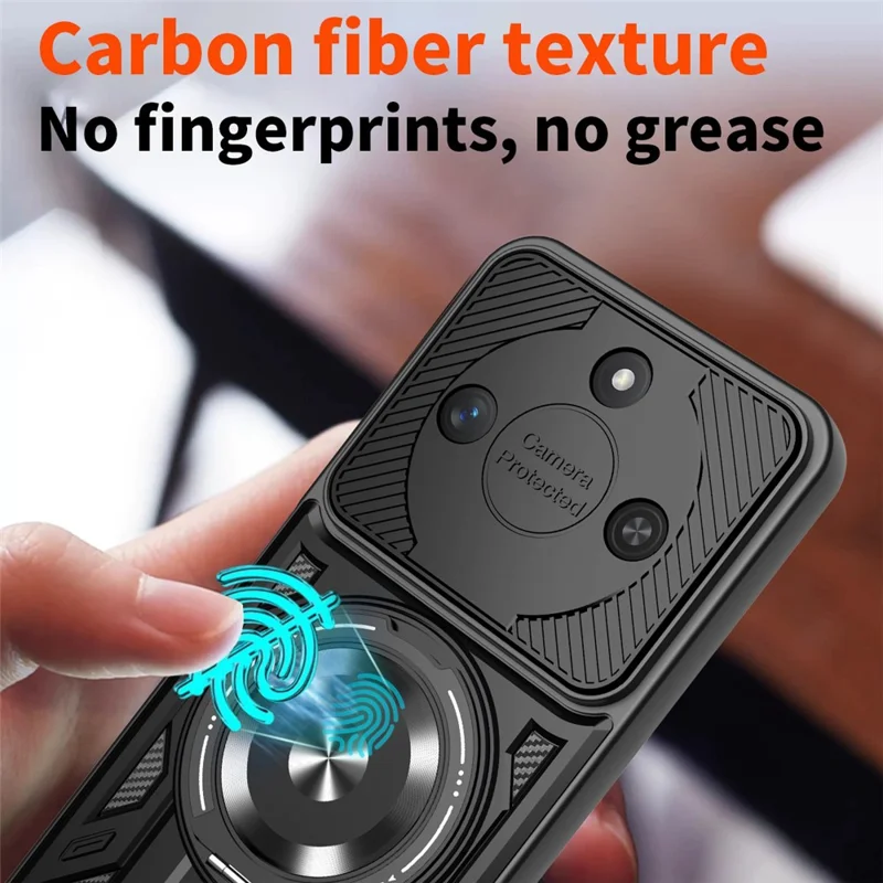 For Honor X60 5G  /  X9c Smart 5G Magnetic Case Rotating Kickstand TPU + PC Phone Cover - Black