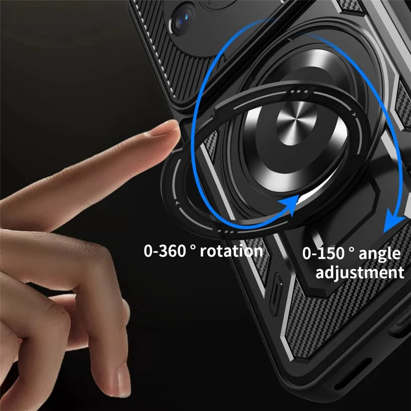 For Honor X60 5G  /  X9c Smart 5G Magnetic Case Rotating Kickstand TPU + PC Phone Cover - Black