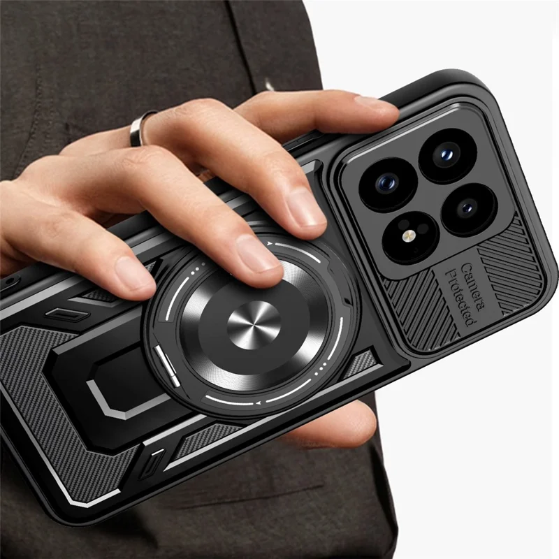 For Xiaomi Poco F8 Pro  /  Redmi K90 5G Magnetic Case Rotating Kickstand TPU + PC Phone Cover - Black