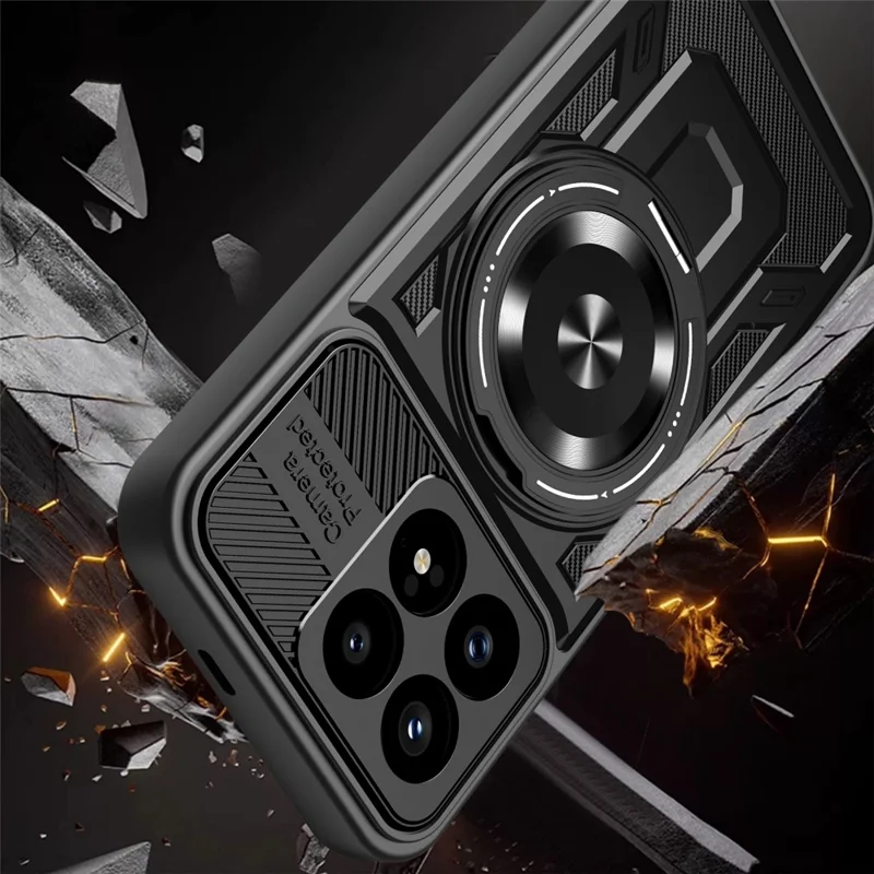 For Xiaomi Poco F8 Pro  /  Redmi K90 5G Magnetic Case Rotating Kickstand TPU + PC Phone Cover - Black