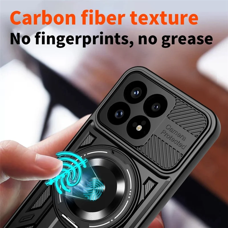 For Xiaomi Poco F8 Pro  /  Redmi K90 5G Magnetic Case Rotating Kickstand TPU + PC Phone Cover - Black