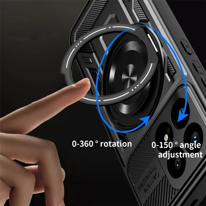 For Xiaomi Poco F8 Pro  /  Redmi K90 5G Magnetic Case Rotating Kickstand TPU + PC Phone Cover - Black