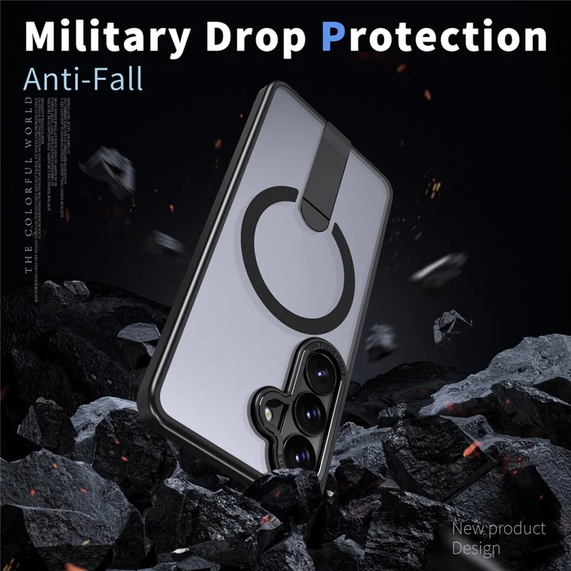 For Samsung Galaxy S26+ Magnetic Case Kickstand TPU + Acrylic Phone Cover - Black