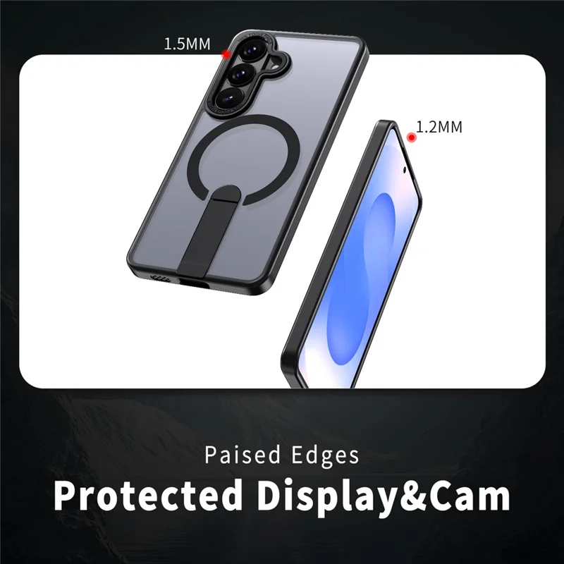 For Samsung Galaxy S26+ Magnetic Case Kickstand TPU + Acrylic Phone Cover - Black