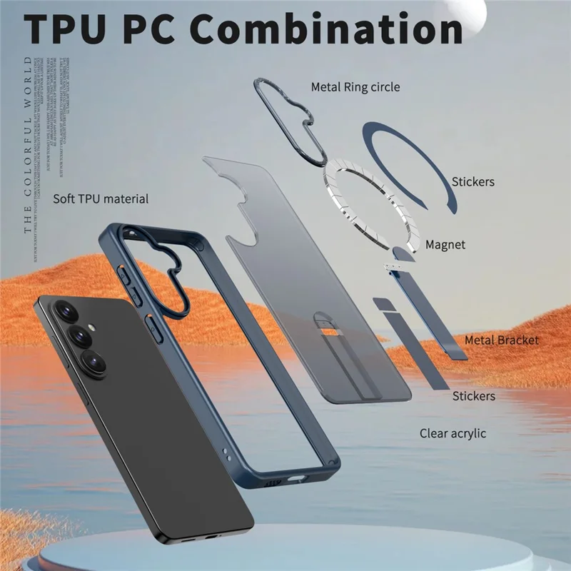 For Samsung Galaxy S26  /  S26 Pro Magnetic Case Kickstand TPU + Acrylic Phone Cover - Blue