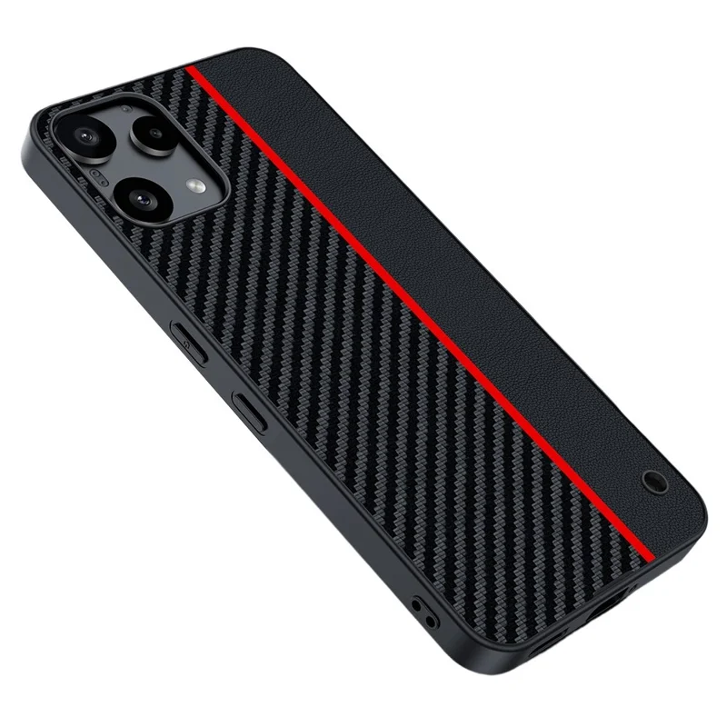 For Nothing Phone (3a) Lite 5G Case Leather + PC Hard Phone Cover Carbon Fiber Texture - Black  /  Red