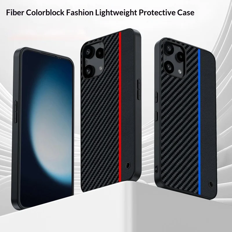 For Nothing Phone (3a) Lite 5G Case Leather + PC Hard Phone Cover Carbon Fiber Texture - Black  /  Red