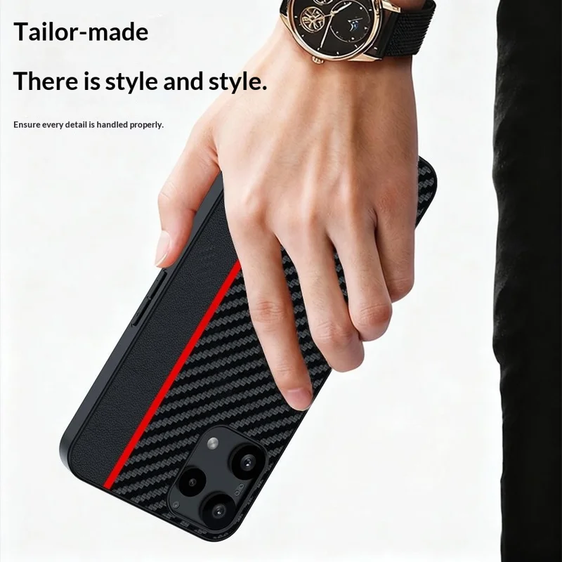 For Nothing Phone (3a) Lite 5G Case Leather + PC Hard Phone Cover Carbon Fiber Texture - Black  /  Red