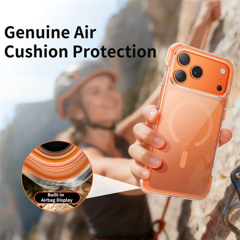 For iPhone 17 Pro Max Case Compatible with MagSafe Clear Acrylic TPU Airbag Shockproof Phone Cover - Orange