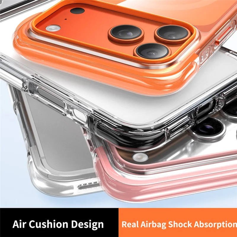 For iPhone 17 Pro Max Case Compatible with MagSafe Clear Acrylic TPU Airbag Shockproof Phone Cover - Orange