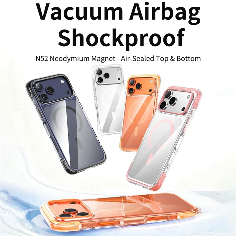 For iPhone 17 Pro Max Case Compatible with MagSafe Clear Acrylic TPU Airbag Shockproof Phone Cover - Orange